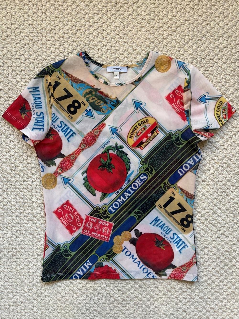 Miaou Tomato Print Mesh Tee